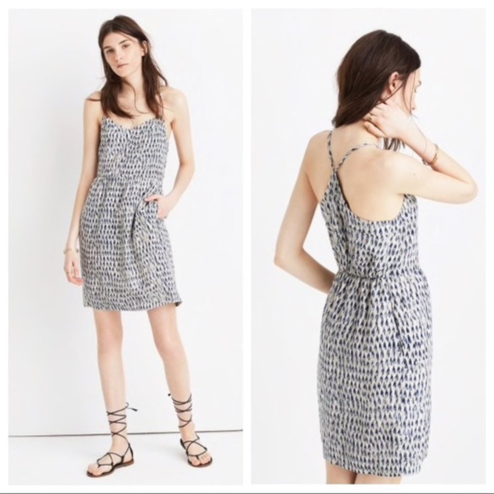 Madewell Navy and White Spotted Strap Mini Dress
